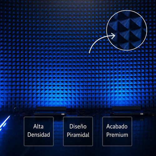 01 pza Panel Gigante Premium Piramidal 120x200x5 Cm Espuma Acústica