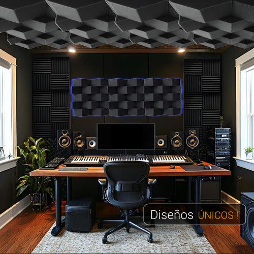 12 Paneles Acústicos 3d Decorativos Alta Densidad