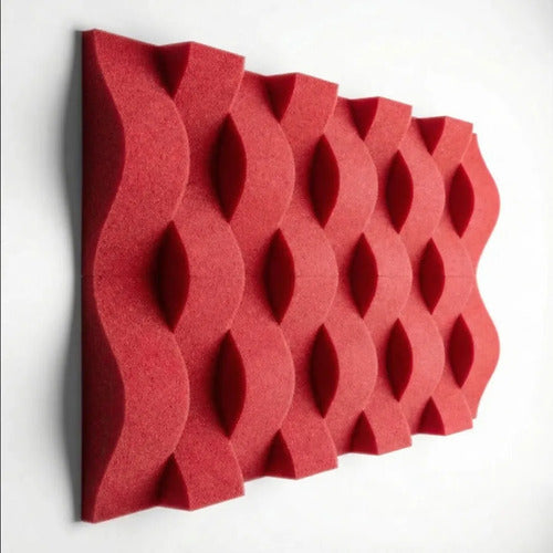 24 pack Panel Acústico Cuña Acustikap 10 x 25 cm 5.5 Cm Espesor Rojo fiusha