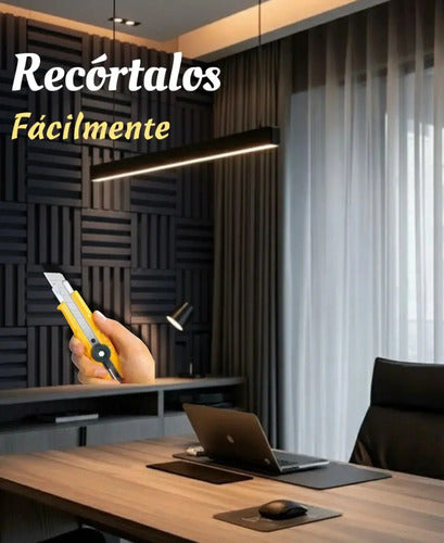 02 Pack Paneles Acústicos Lambrin Lineal 1m Acustikap Gris Oscuro