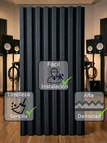 04 Pack Paneles Acústicos Lambrin Lineal 1m Acustikap Gris Oscuro