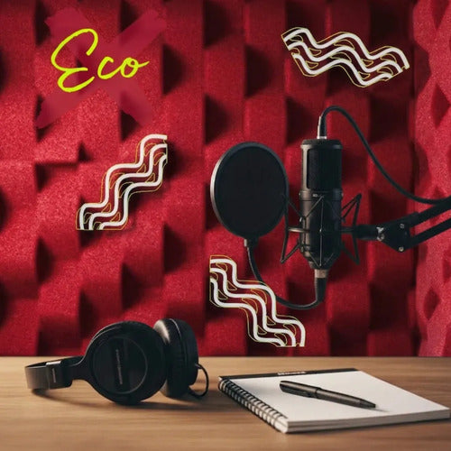 24 pack Panel Acústico Cuña Acustikap 10 x 25 cm 5.5 Cm Espesor Rojo fiusha