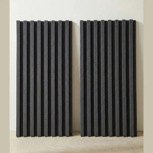02 Pack Paneles Acústicos Lambrin Lineal 1m Acustikap Gris Oscuro