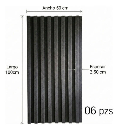 06 Pack Paneles Acústicos Lambrin Lineal 1m Acustikap Gris Oscuro