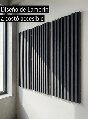04 Pack Paneles Acústicos Lambrin Lineal 1m Acustikap Gris Oscuro