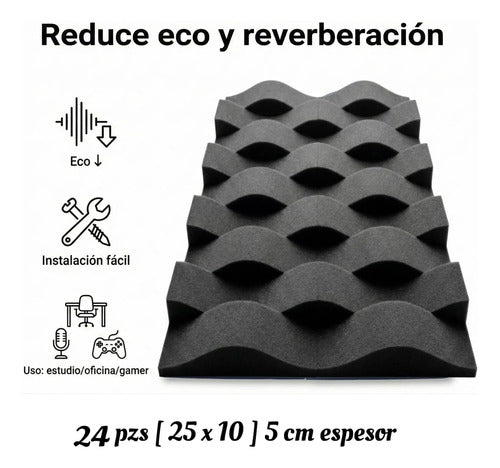 24 pack Panel Acústico Cuña Acustikap 10 x 25 cm 5.5 Cm Espesor Gris oscuro