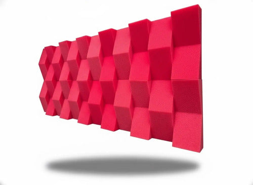 24 pack Paneles Acústicos Cuña Acustikap 10 x 25 cm 5.5 Cm Espesor Rojo fiusha