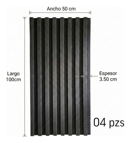 04 Pack Paneles Acústicos Lambrin Lineal 1m Acustikap Gris Oscuro