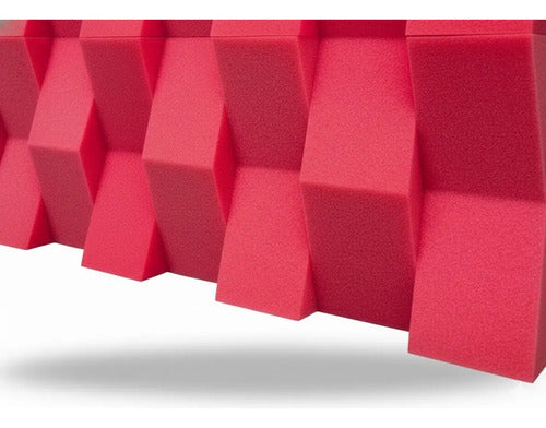 24 pack Paneles Acústicos Cuña Acustikap 10 x 25 cm 5.5 Cm Espesor Rojo fiusha