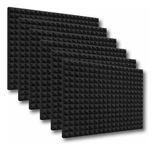 06 Pack Panel Gigante Premium Piramidal 120x200x5 Cm Espuma Acústica