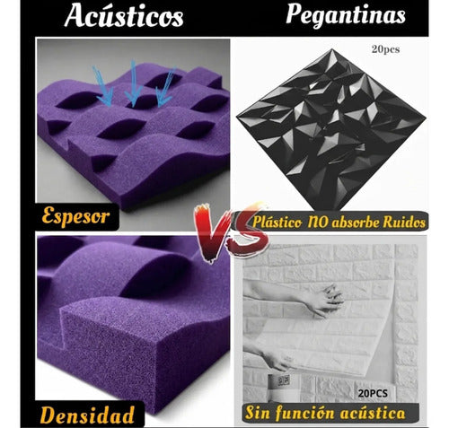 24 pack Panel Acústico Cuña Acustikap 10 x 25 cm 5.5 Cm Espesor Morado